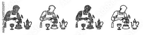 Canvas-taulu Sketch silversmith icon design set