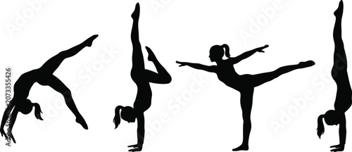 Foto Gymnast silhouettes in various poses