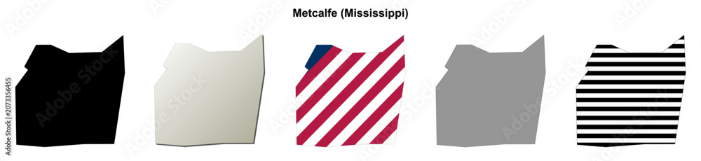 Fototapeta premium Metcalfe (Mississippi) blank outline map set