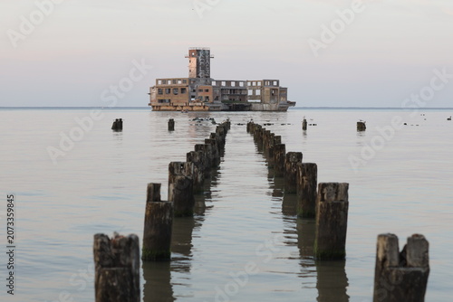 Abandoned Torpedo Launching Station in Gdynia Bay at Sunset