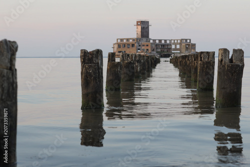 Abandoned Torpedo Launching Station in Gdynia Bay at Sunset