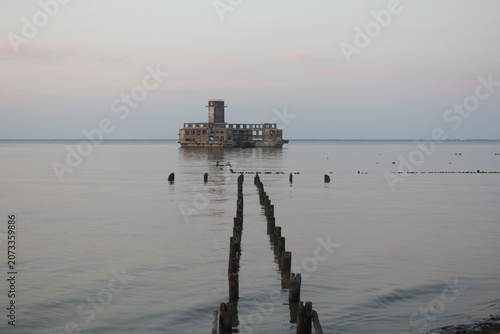 Abandoned Torpedo Launching Station in Gdynia Bay at Sunset