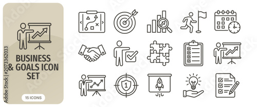 Canvas Print Business and goals icon set, vector illustration of professional strategy, plann