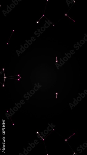 Abstract Digital Constellation Network Animation on Black Background