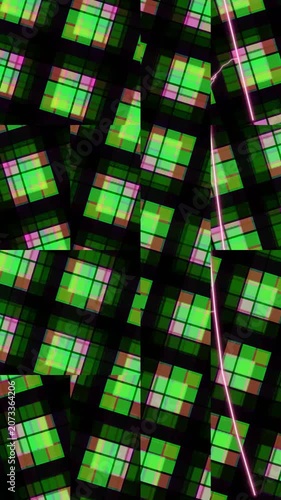 Abstract Digital Grid Pattern with Glowing Pink Light Streak
