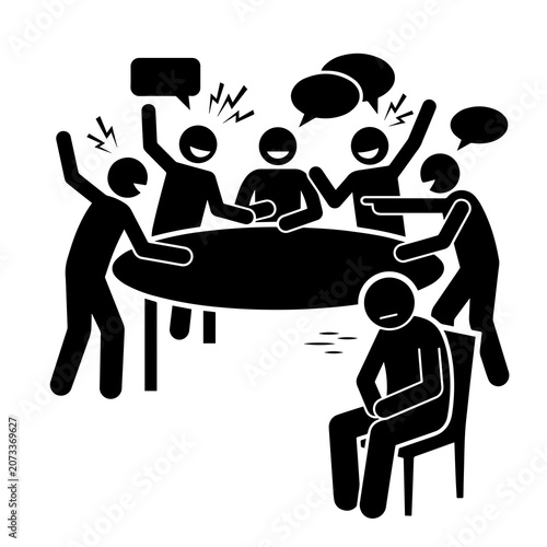 Fotografía Icon of a lonely person excluded from a group meeting having a hard time