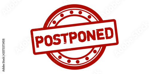 Tableau sur toile Postponed Rubber Stamp Seal Vector Illustration – Red Grunge Postponed Badge, De