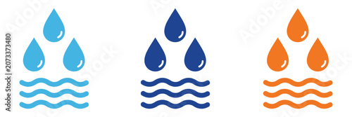 Fotografie Water drop and wave icon flat style vector illustration for weather humidity env
