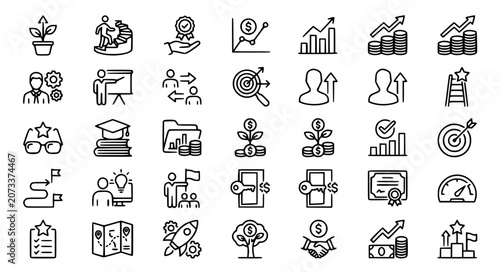 Canvastavla Business Success and Achievement Outline Icons Mega Collection