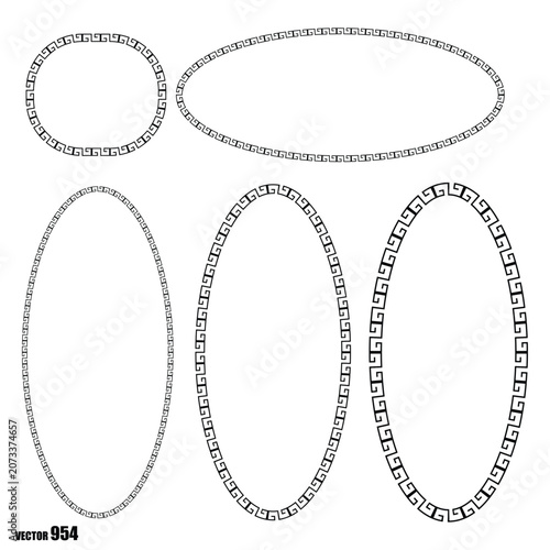 Vector greek key border frames isolated on white background