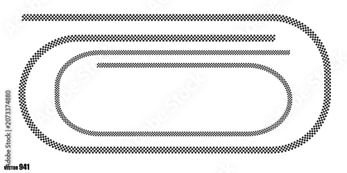 Vector illustration of a racing track with checkered pattern