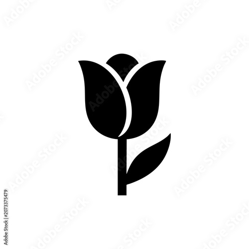 Tulip flower icon silhouette isolated on white background