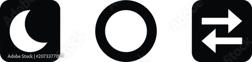Photos Minimalist ui interface icons set collection featuring moon phase, circular ring