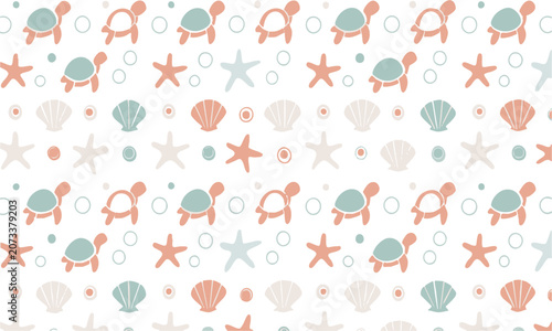 Pastel Ocean Animals Repeat Pattern.