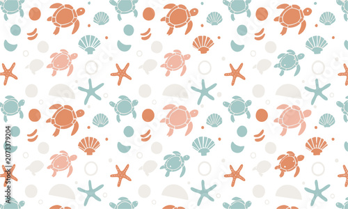 Minimal Coastal Wildlife Seamless Design.