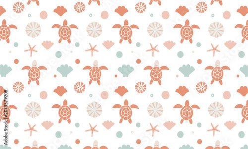 Cute Ocean Turtle Nursery Pattern.