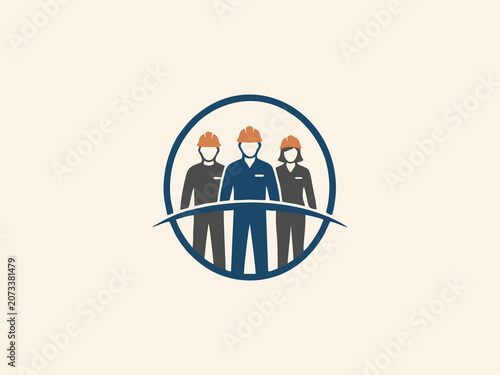 Construction Worker Engineering Team Safety Logo Vector