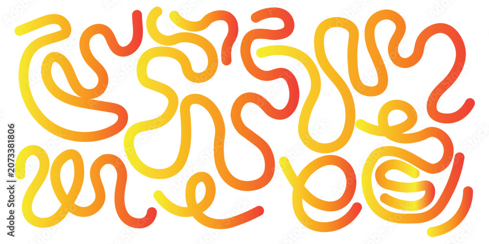 Fototapeta premium Abstract red and yellow gradient wavy lines pattern – seamless flowing curves background with cyan to red color transition abstract squiggle shapes and playful flowing motion. 