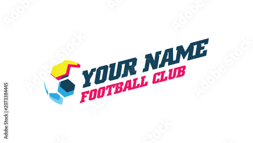 Modern Soccer Football Club Logo Design with Geometric Ball and Dynamic Typography for Sports Team Branding