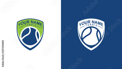 Customizable Tennis Club Shield Logo Design Featuring Ball Graphic and Editable Text Space for Sports Branding Identity