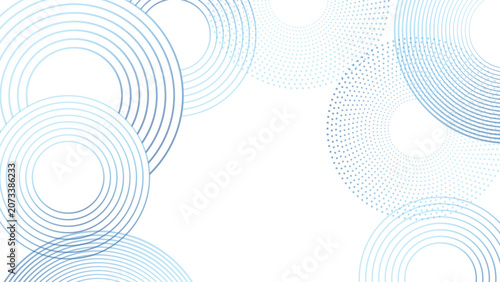 Abstract Light Blue Concentric Circles Background, Minimalist Geometric Dotted Ring Vector Texture