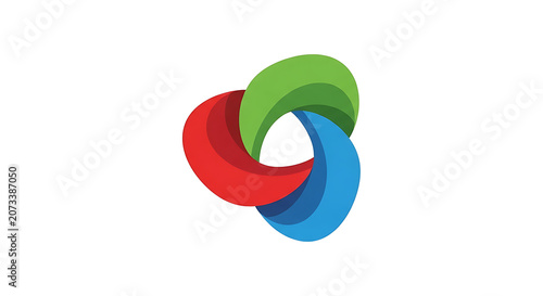 Abstract Colorful Interlocking Loop Logo Symbol representing Unity, Synergy, and Connection in Red Green and Blue Colors