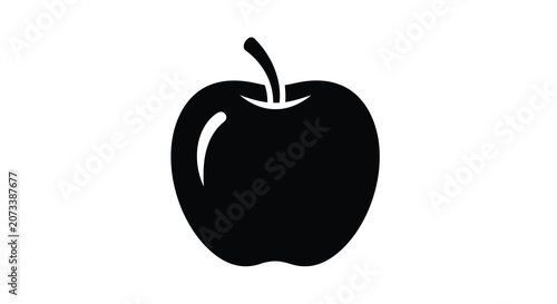 Foto Apple silhouette vector illustration on transparent background