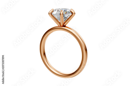 Gold Round Cut Diamond Engagement Ring with Cluster Accent on Transparent Background
