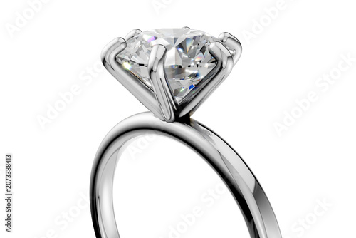 Gold Round Cut Diamond Engagement Ring with Cluster Accent on Transparent Background