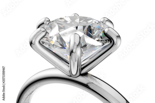 Gold Round Cut Diamond Engagement Ring with Cluster Accent on Transparent Background