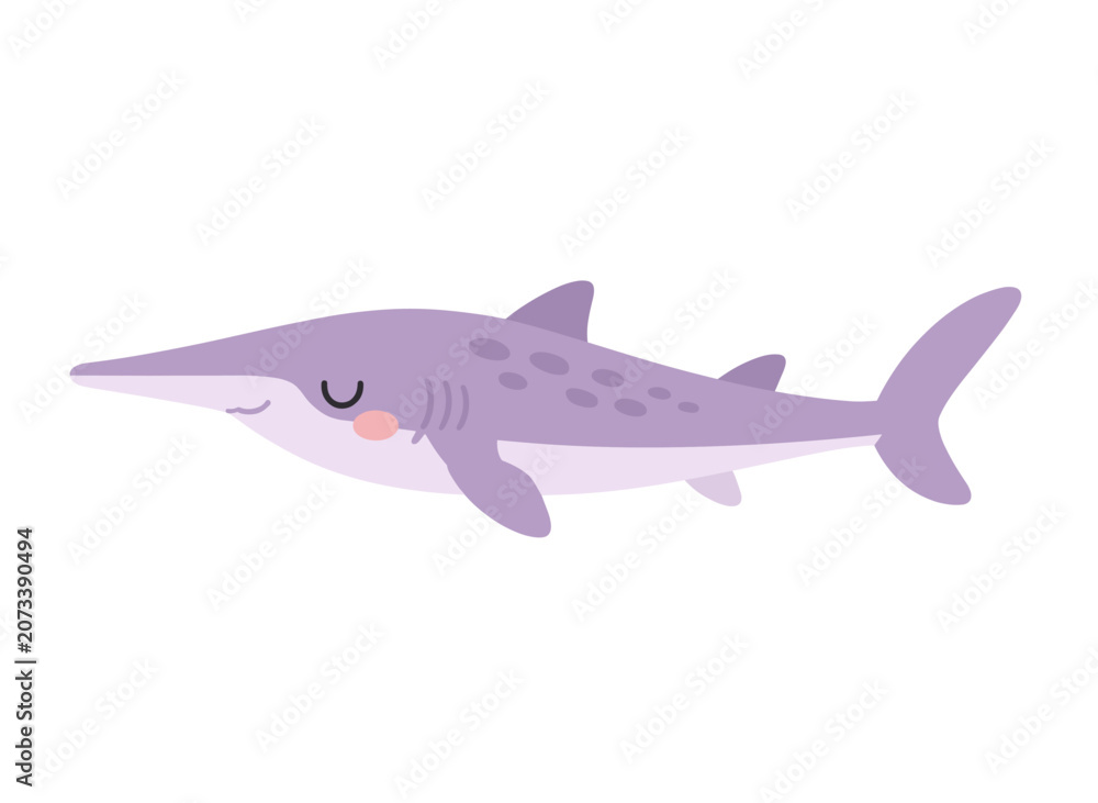 Fototapeta premium Long Snouted Fish Illustration in Minimal Ocean Style