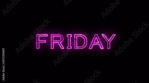 Neon line friday text animation in black background