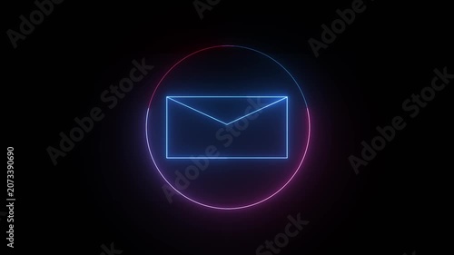neon line massage icon with neon circle animation