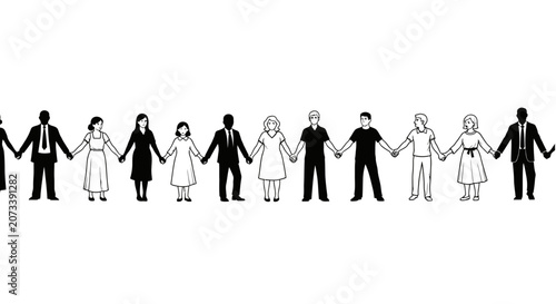 Schilderij op canvas Diverse Group of People Holding Hands Together