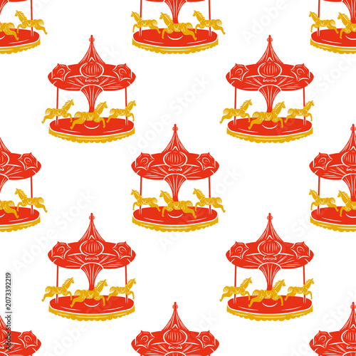 Foto Beautiful vintage carousel round ride seamless pattern decoration background