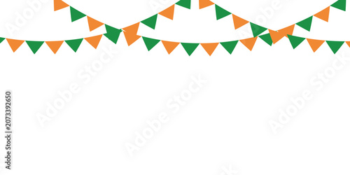 Festive Indian Independence Day Background with Tricolor Flag Pennants and Copy Space