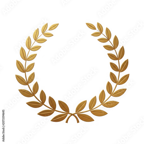 Golden laurel wreath isolated on transparent background
