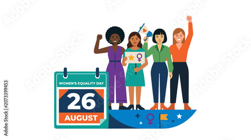 Fotografía Women's Equality Day August 26 Diverse Group Celebrating Rights