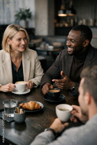 Friendly coffee shop meeting