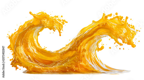 Orange juice splash wave frozen in motion vibrant liquid motion powerful fluid dynamic.
