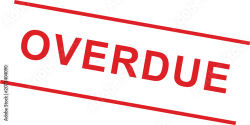 Foto OVERDUE: A bold and urgent red rubber stamp style mark for identifying late paym