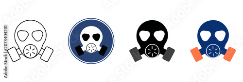 Foto Set of four different gas mask icons for protection and safety Vector