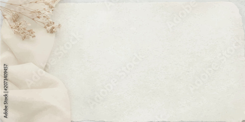 Εκτύπωση καμβά Dried floral elements and beige fabric on light textured minimalist background w