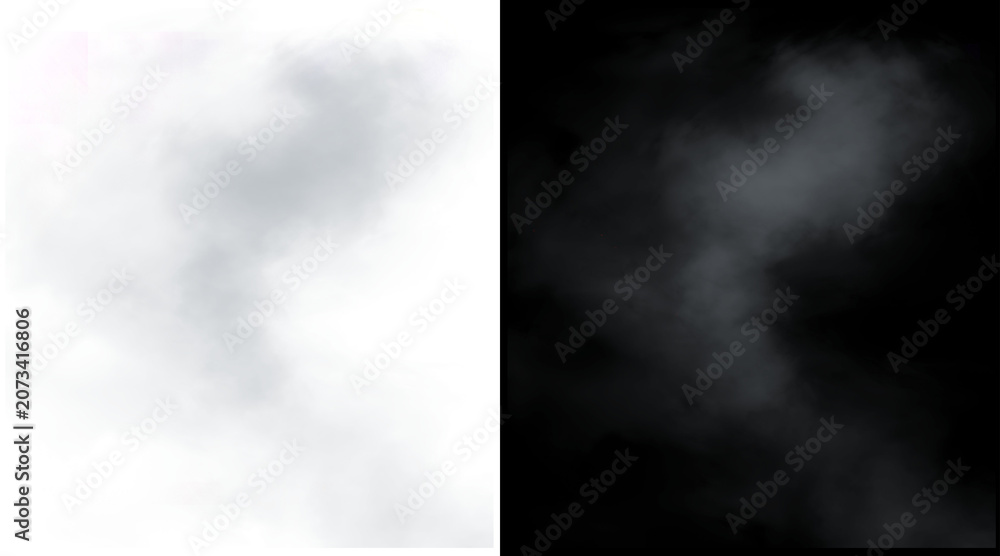 Naklejka premium Atmospheric white smoke and steam texture, ethereal wispy fog on black and white backgrounds, realistic vapor mist for overlay effects