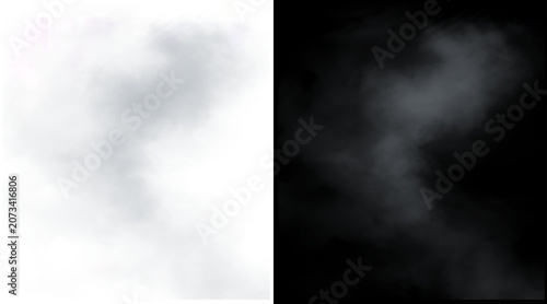 Atmospheric white smoke and steam texture, ethereal wispy fog on black and white backgrounds, realistic vapor mist for overlay effects