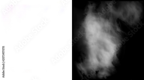 Atmospheric white smoke on black background, ethereal fog texture for compositing, mystical vapor and steam cloud overlay for creative design