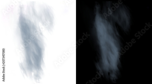 Ethereal white smoke wisps on black and white backgrounds, realistic steam vapor texture, atmospheric fog effect for compositing and design