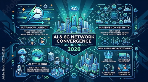 Convergence of ai and 6g network for business infographic