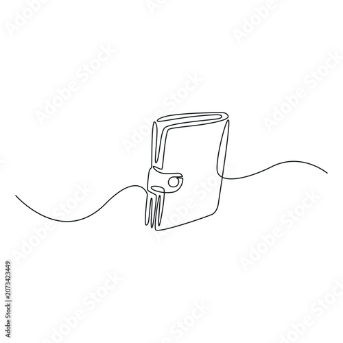 wallet one continuous line. White background.
