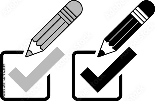 Pencils marking checkboxes icon vector